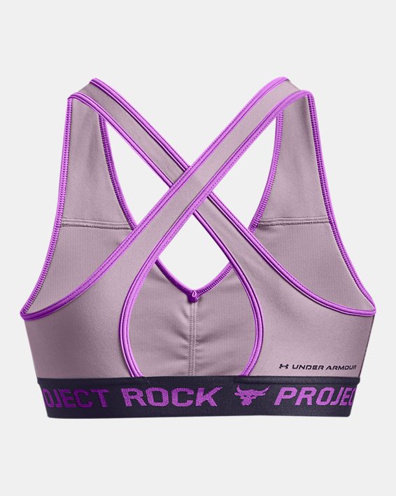 Women's Project Rock Crossback Disrupt Sports Bra, Purple, pdpMainDesktop image number 11